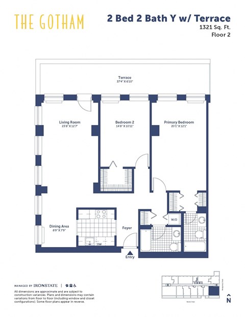 the gotham 2 bed 2 bath floor plan